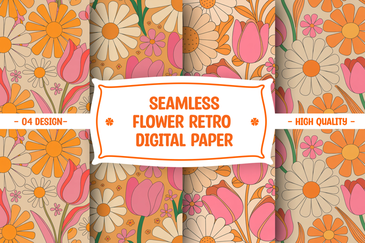 Seamless flower retro digital paper