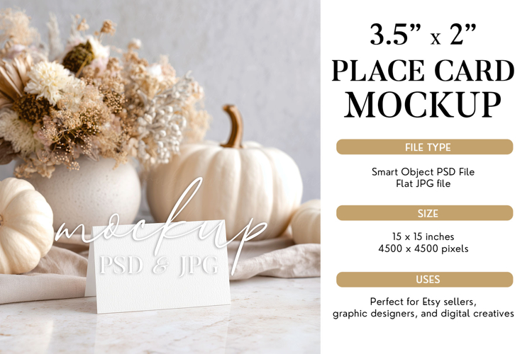 Halloween 3.5x2 Tent Card Mockup PSD - Gothic Skulls