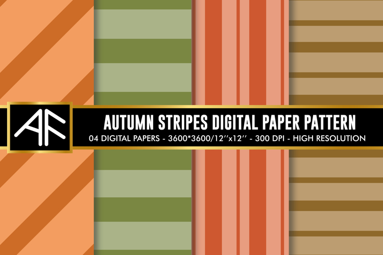 Autumn Stripes Digital Paper Patterns | Stripes Pattern