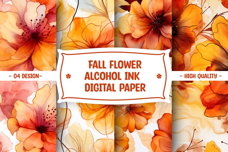FALL FLOWER ALCOHOL INK DIGITAL PAPER