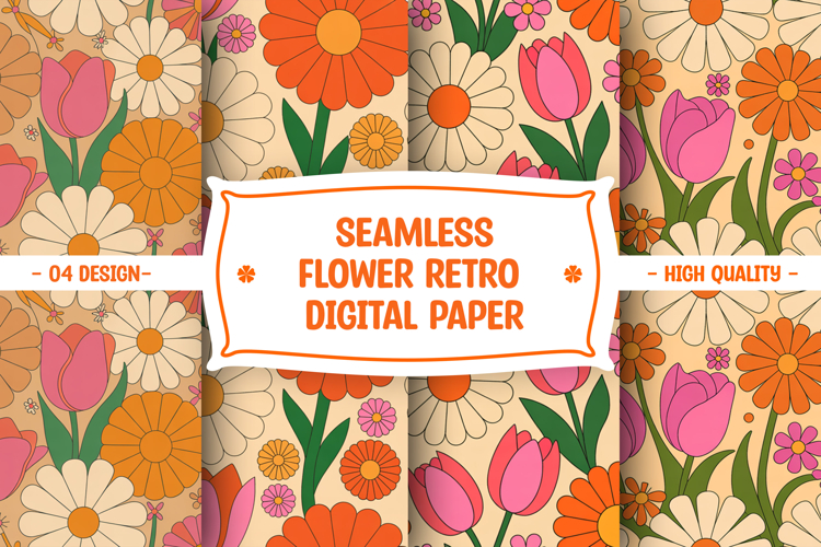 Seamless flower retro digital paper