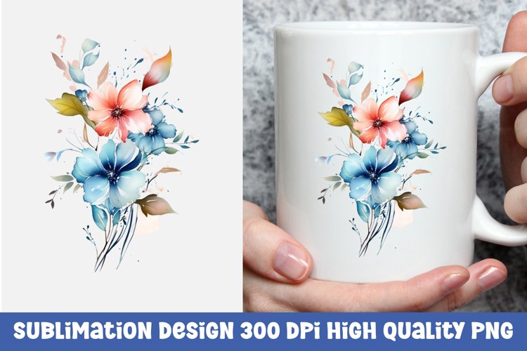 Watercolor floral mug sublimation design