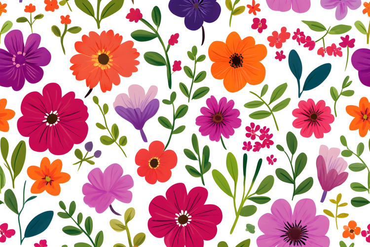 Whimsical Floral Pattern Background | Flower Digital Paper