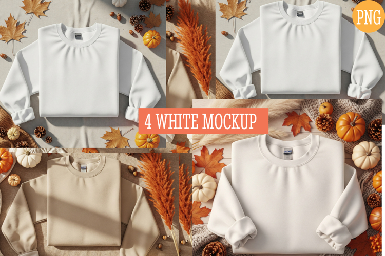 Fall Halloween White Sweatshirt Mockup |Folding Mockup
