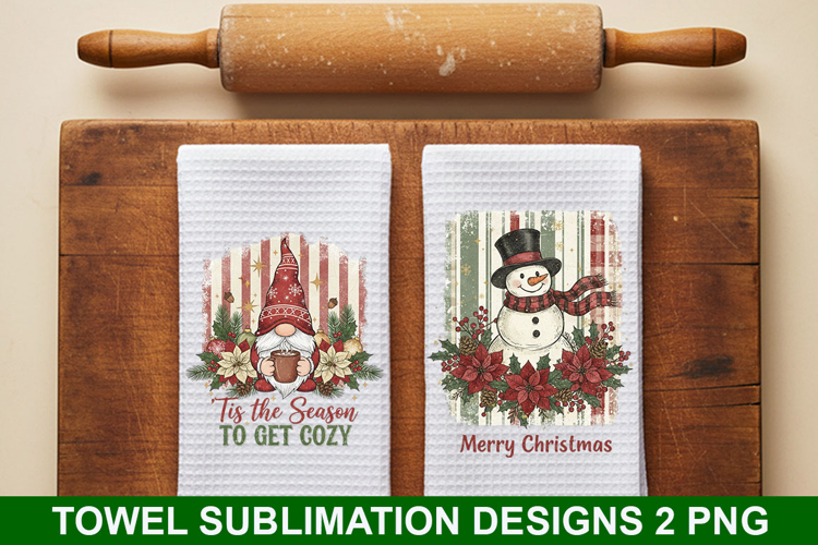 Merry Christmas Towel Sublimation - Christmas PNG Design