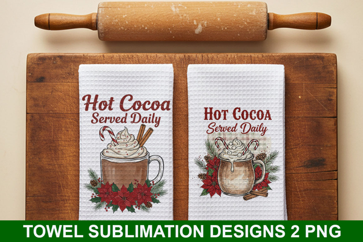 Hi Cocoa Served Towel Sublimation - Christmas Design