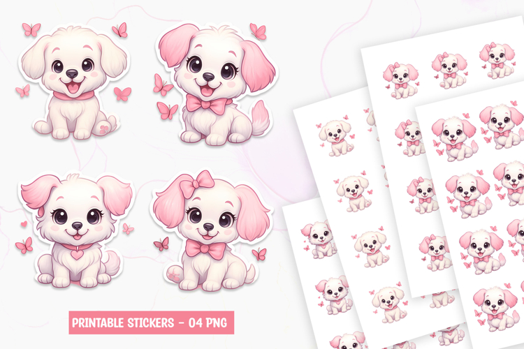 Cute Puppy Printable Sticker | Kawaii Dog Stickers PNG