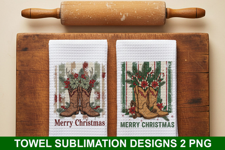 Merry Christmas Towel Sublimation - Christmas PNG Design