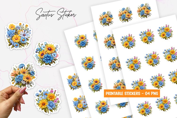 Spring flower printable stickers