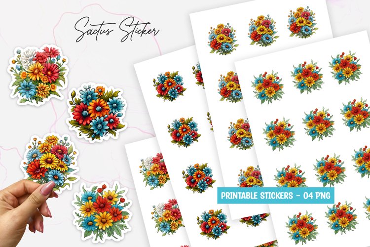 Spring flower printable stickers