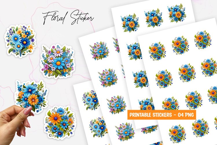 Spring flower printable stickers