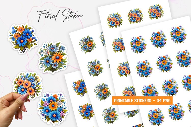 Spring flower printable stickers example image 1