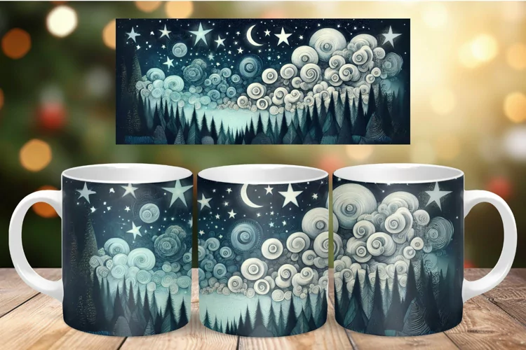 Mug Wrap Sublimation - watercolor forest
