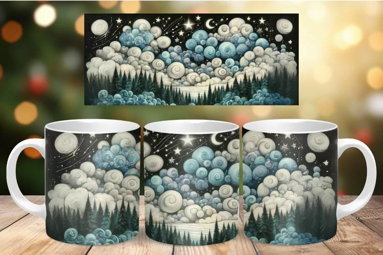 Mug Wrap Sublimation - watercolor forest