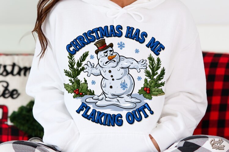 Flaking Out | Sarcastic Snowman | Funny Christmas PNG example image 1
