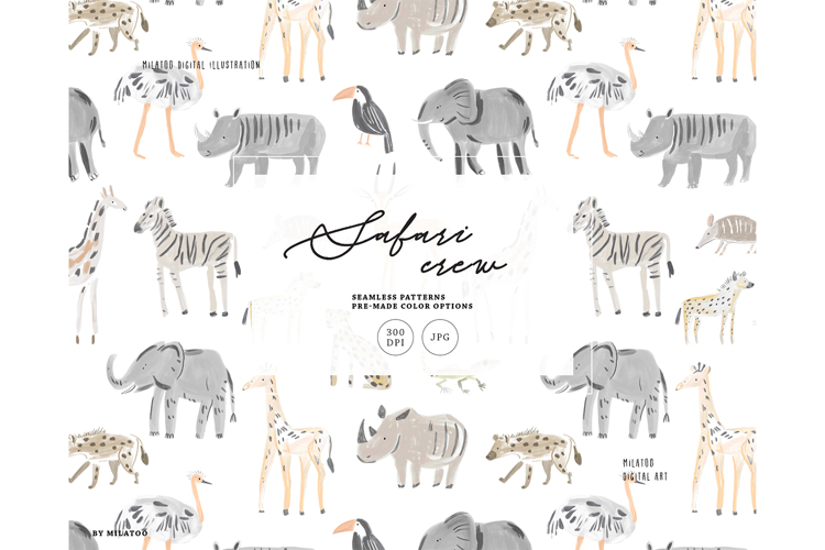 Nursery safari animals baby seamless pattern