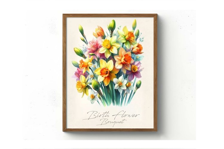 Watercolor Birth Flower Bouquet example image 1