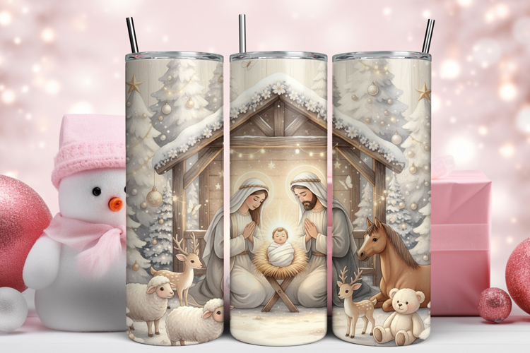 Nativity Scene Christmas Tumbler Wrap Png