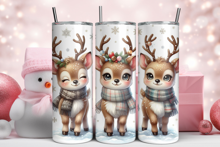 Cute Reindeer Tumbler Wrap
