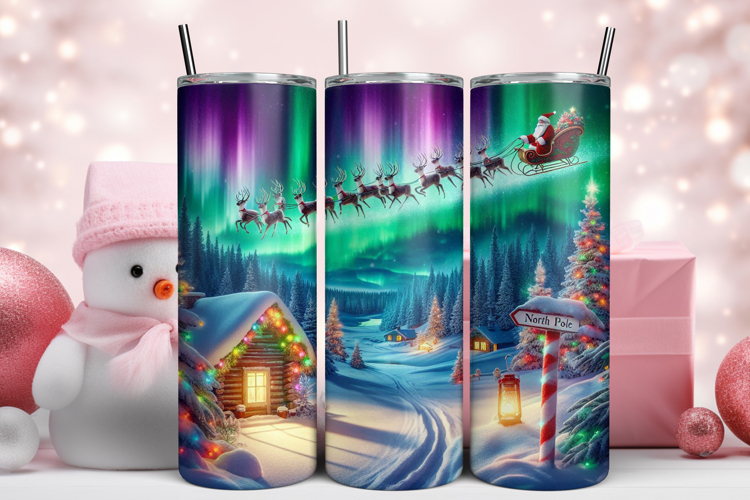 Santa Flying With His Reindeer Tumbler