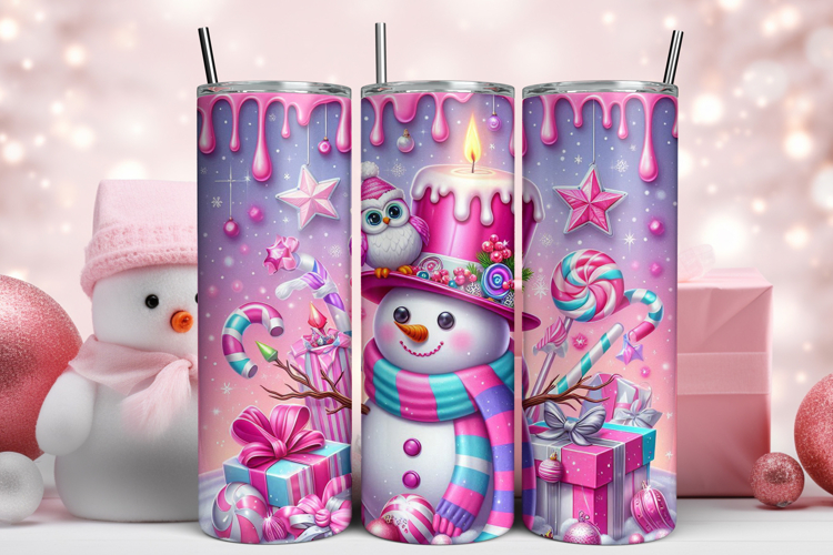 3D Christmas Snowman Tumbler Wrap