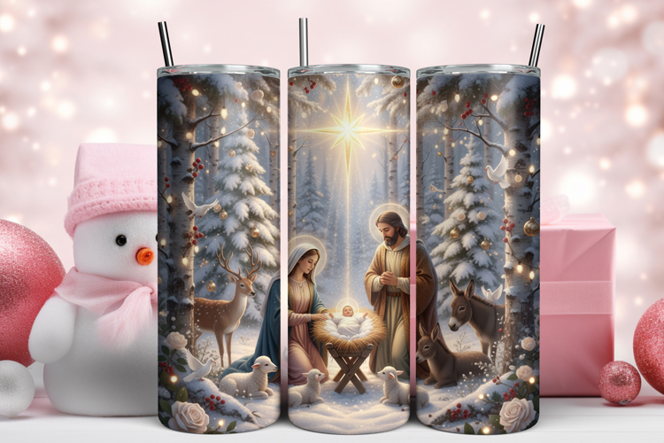 Nativity Scene Christmas Tumbler Wrap