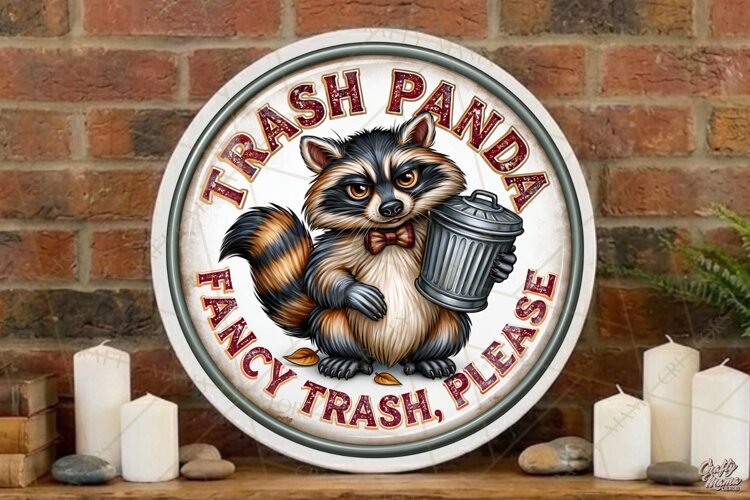 Trash Panda | Sarcastic Round Door Sign Png File example image 1