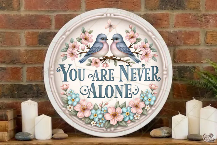 You Are Never Alone |Retro Ceramic Round Sign PNG Designs
