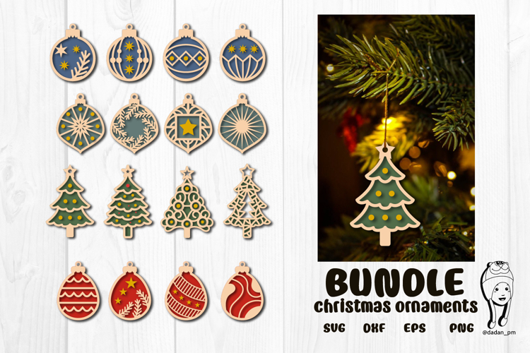 BUNDLE Christmas ornaments laser cut SVG