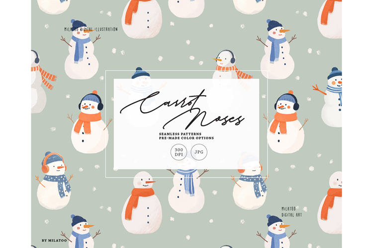 Snowman nursery seamless pattern scandinavian Christmas