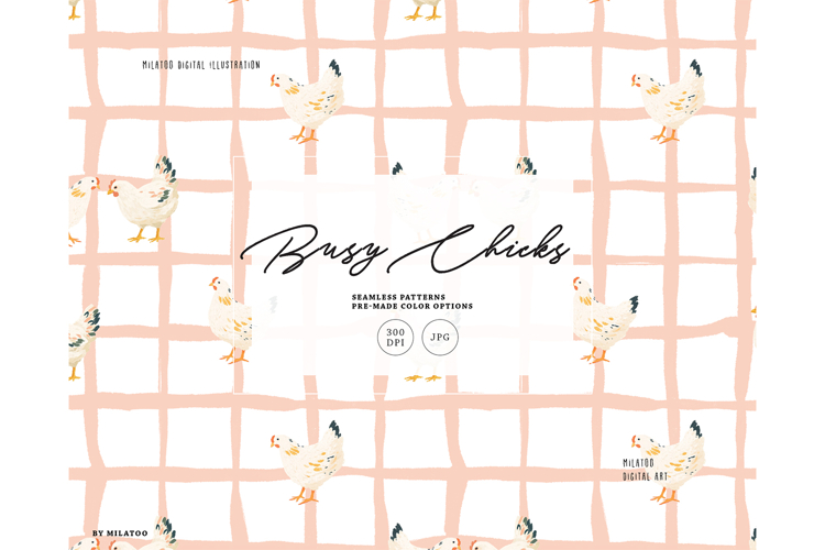 Chicken nursery pattern minimalist plaid grid picnic