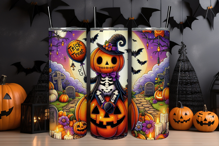 Trick Or Treat Tumbler Wrap PNG Design