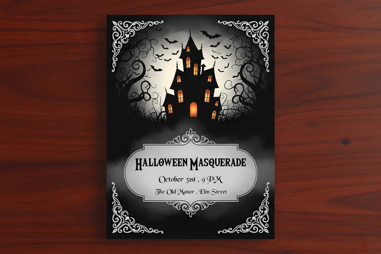 Halloween Party Invitation Haunted Mansion Gothic Chic