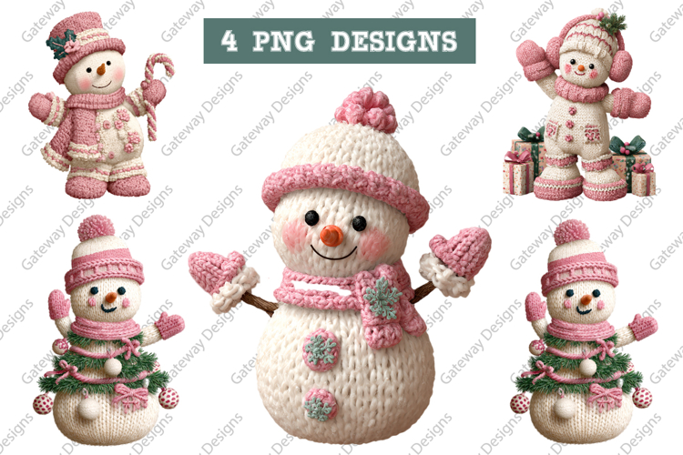 Crochet Yarn Christmas PNG, Pink Crochet Christmas PNG