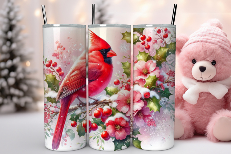 Christmas Cardinal Bird Tumbler Wrap