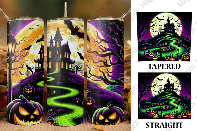Halloween Haunted House Tumbler Wrap