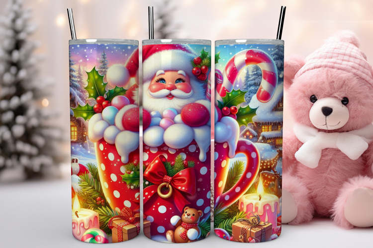 Santa Claus Hot Chocolate Tumbler Wrap, Christmas Tumbler