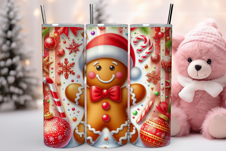 Christmas Gingerbread Man Tumbler Wrap, Christmas Tumbler