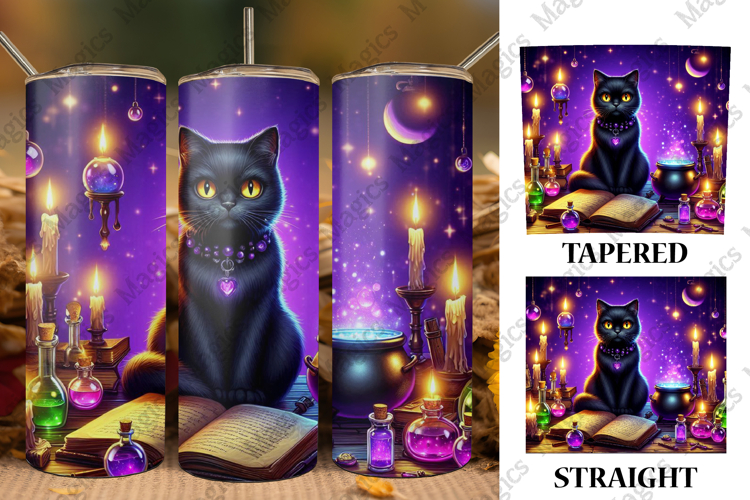 Halloween Black Cat Tumbler Wrap