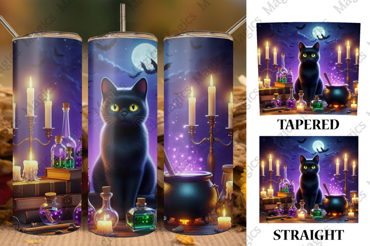 Halloween Black Cat Tumbler Wrap