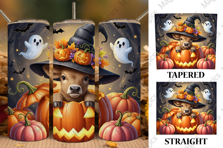 Halloween Highland Cow Tumbler Wrap