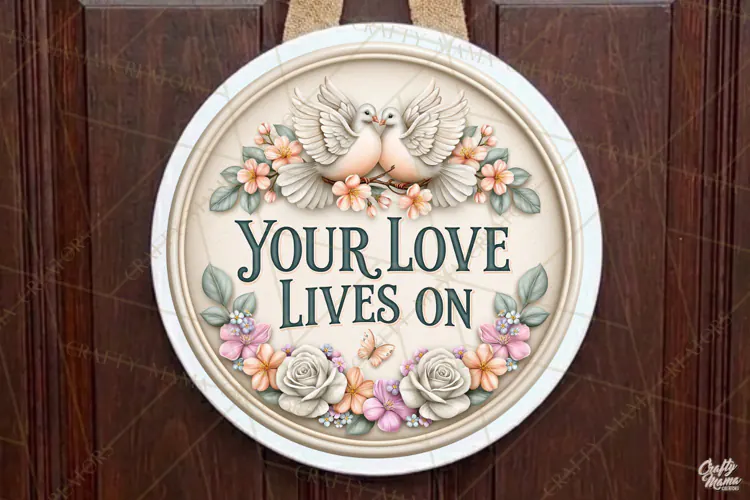 Your Love Lives On |Retro Ceramic Round Sign PNG Designs