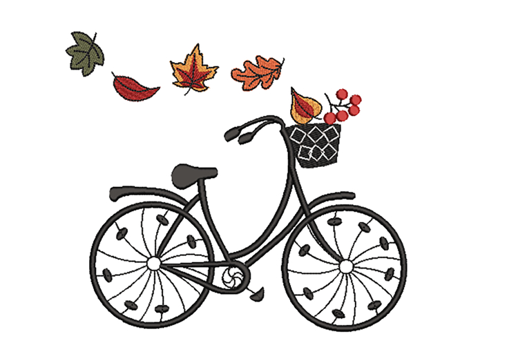 Fall Bicycle, Fall Vibes, Machine Embroidery Design