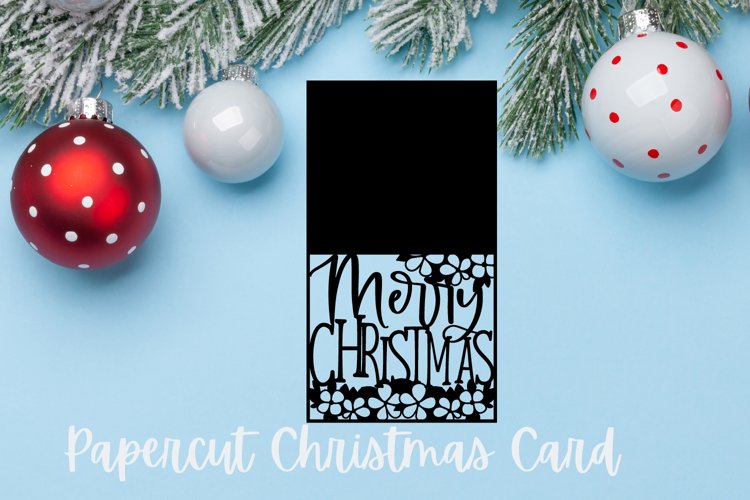 Christmas Card Cut File - Merry Christmas Flowers Fold Down