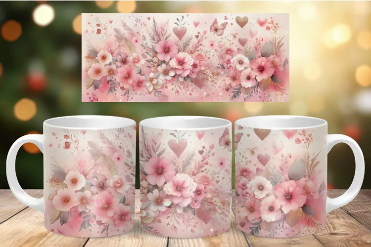 Mug Wrap Sublimation - watercolor flowers