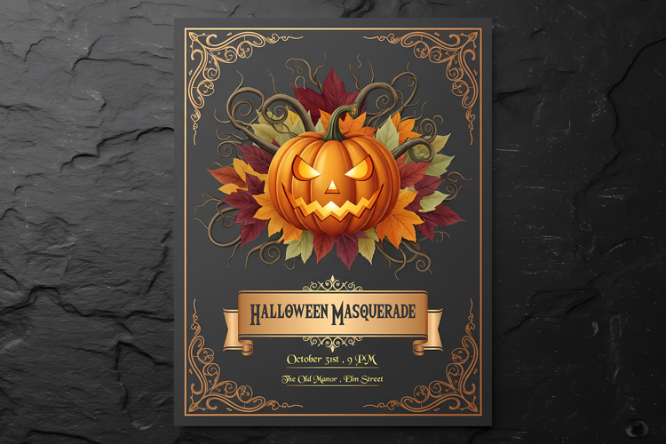Halloween Party Invitation Chic Gothic Pumpkin