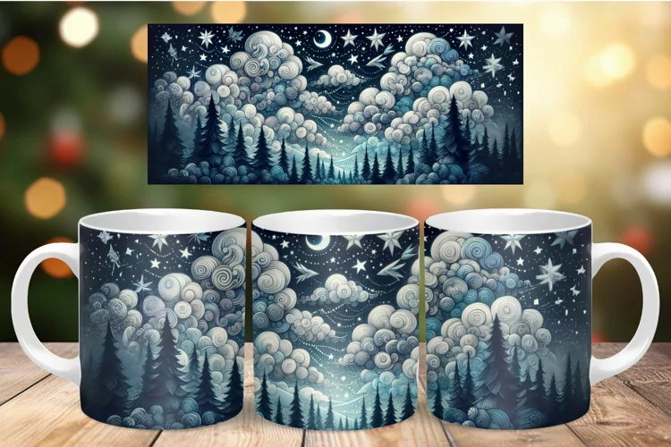 Mug Wrap Sublimation - watercolor forest