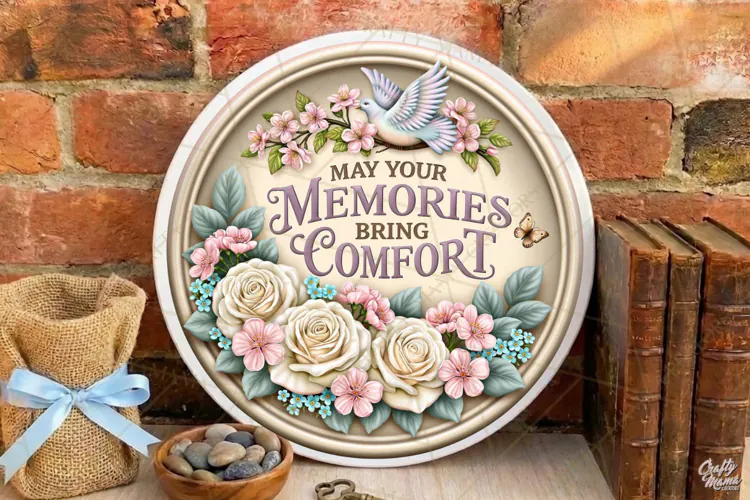 Memories Bring Comfort |Retro Ceramic Round Sign PNG Designs