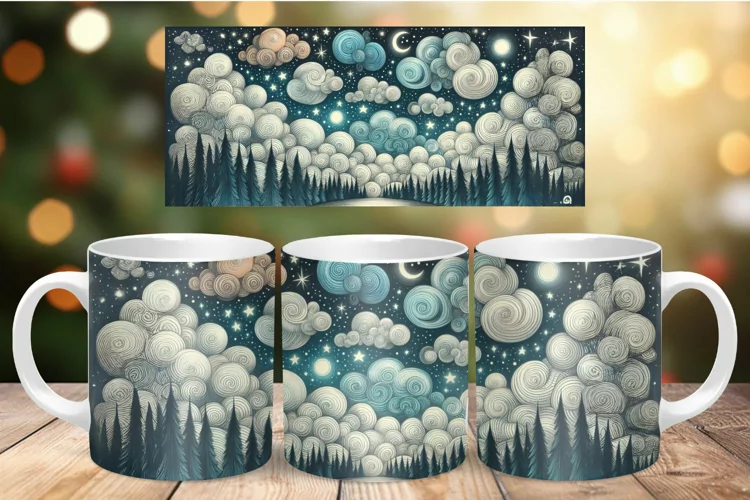 Mug Wrap Sublimation - watercolor forest