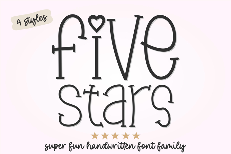 Five Stars Font Bundle Handwritten Quirky Serif Font